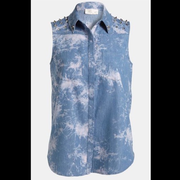 Astr Tops - ASTR Bleached Studded Top